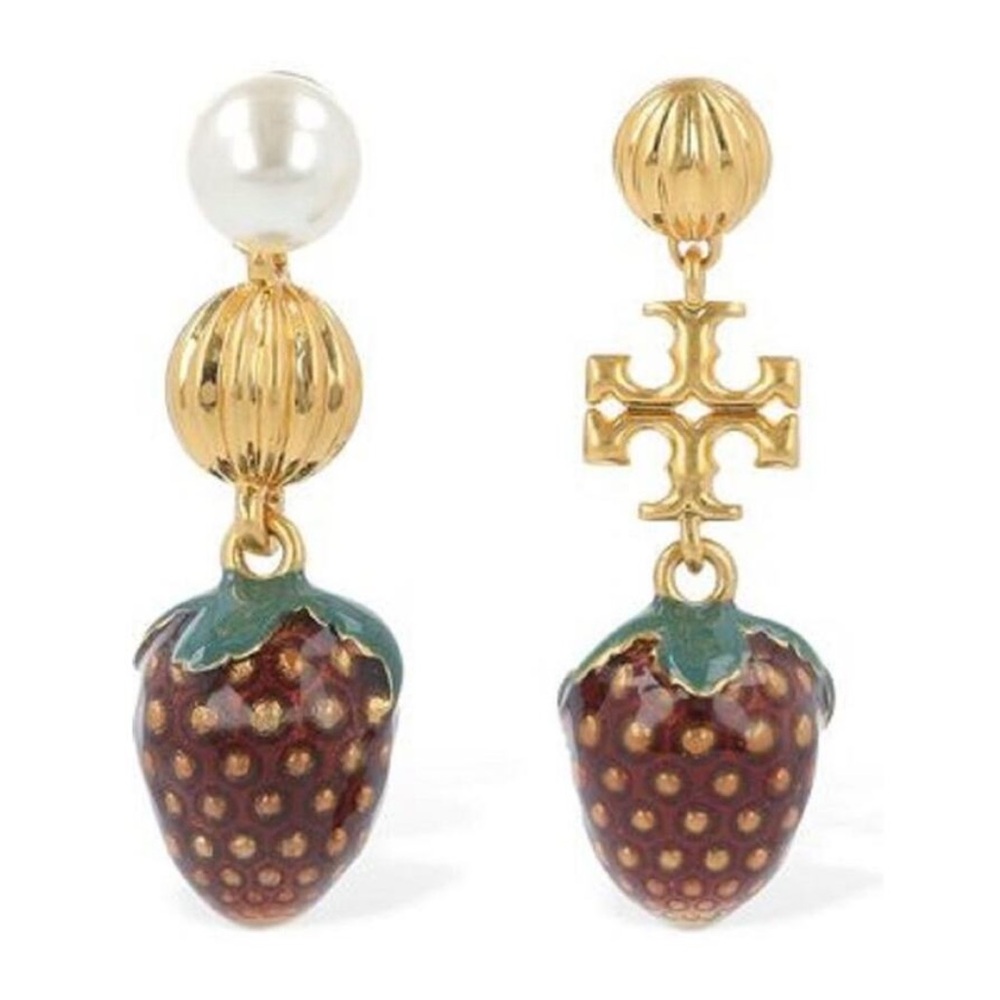 ( final sale ) Tory Burch Logo Strawberry charm Drop Earrings